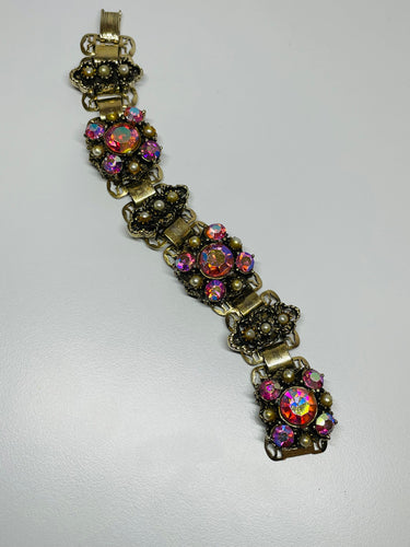 Pink AB Rhinestone Bracelet and Earrings set Devil's Details